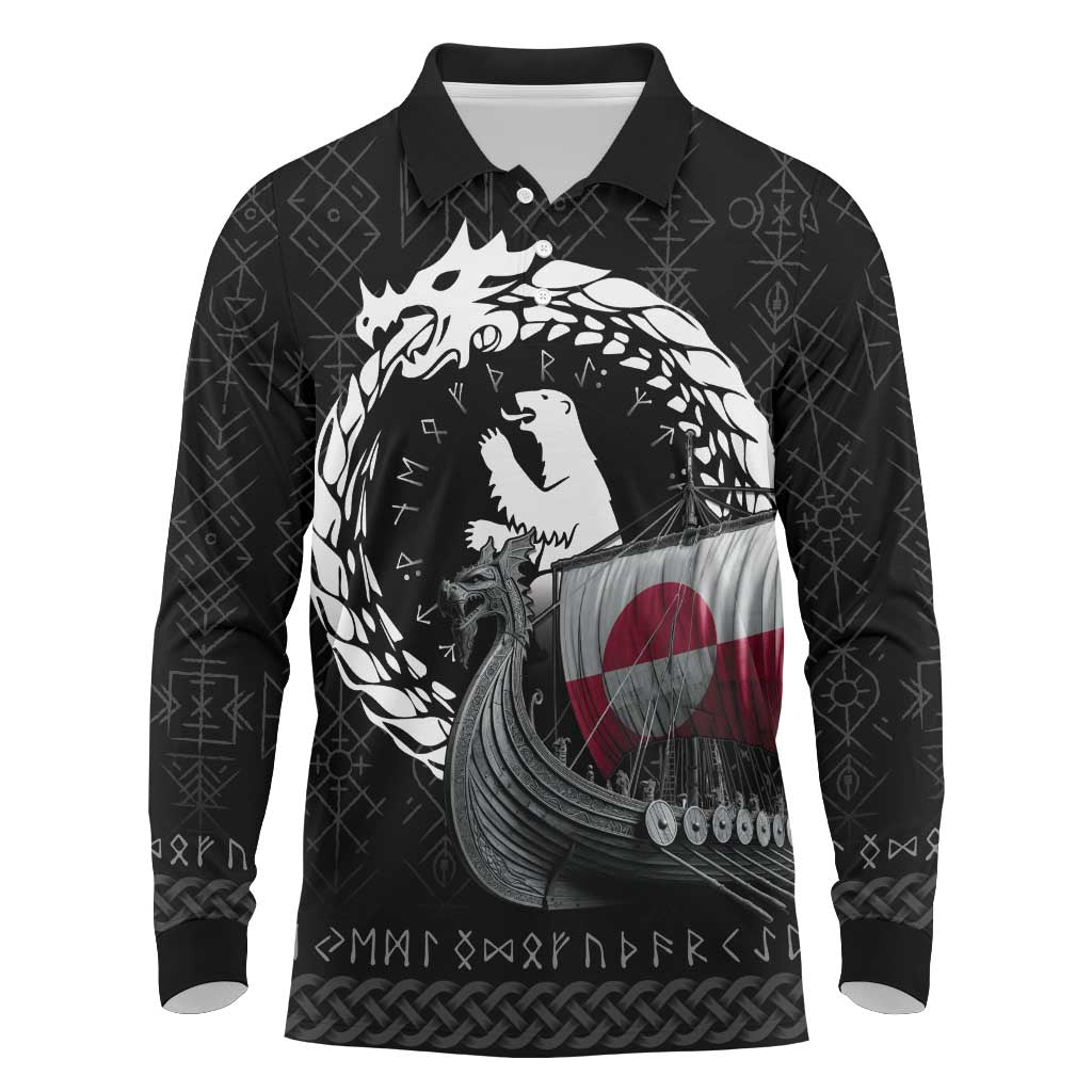 Greenland Viking Drakkar Long Sleeve Polo Shirt Viking Blood - Wonder Print Shop