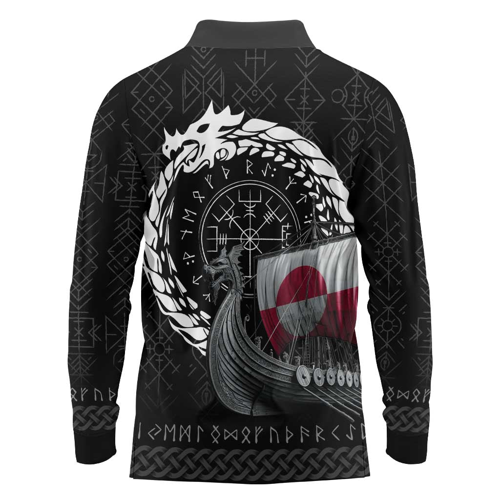 Greenland Viking Drakkar Long Sleeve Polo Shirt Viking Blood - Wonder Print Shop
