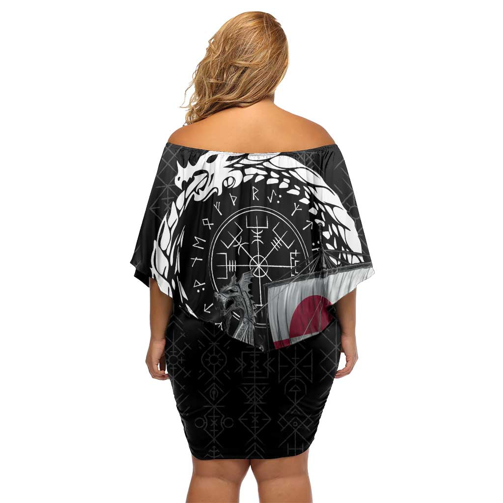 Greenland Viking Drakkar Off Shoulder Short Dress Viking Blood - Wonder Print Shop
