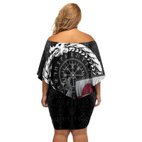 Greenland Viking Drakkar Off Shoulder Short Dress Viking Blood - Wonder Print Shop