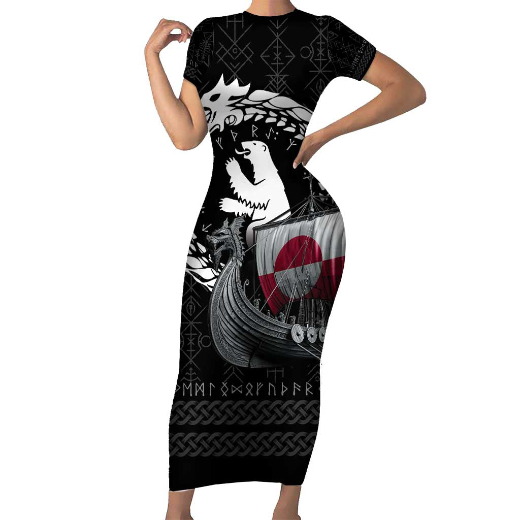 Greenland Viking Drakkar Short Sleeve Bodycon Dress Viking Blood - Wonder Print Shop