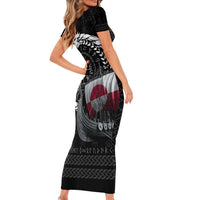 Greenland Viking Drakkar Short Sleeve Bodycon Dress Viking Blood - Wonder Print Shop