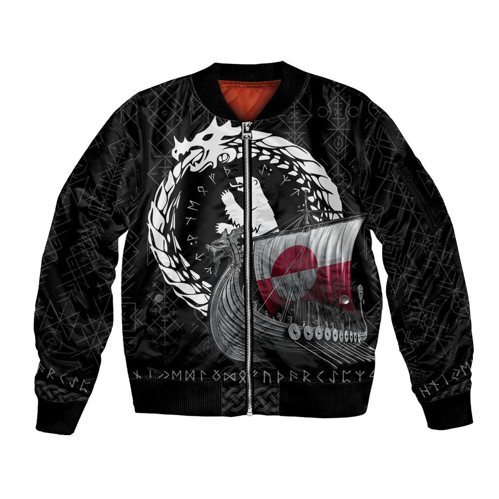 Greenland Viking Drakkar Sleeve Zip Bomber Jacket Viking Blood - Wonder Print Shop