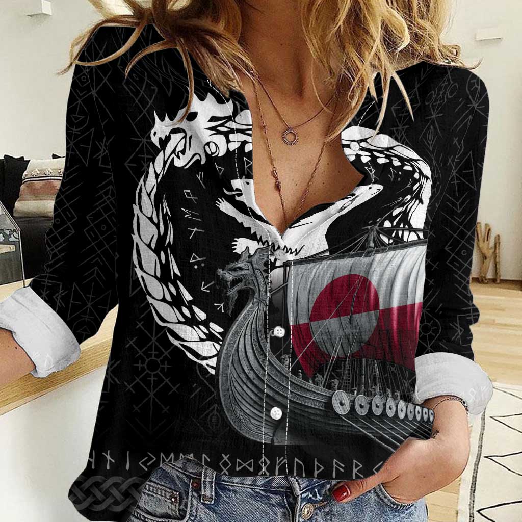 Greenland Viking Drakkar Women Casual Shirt Viking Blood - Wonder Print Shop