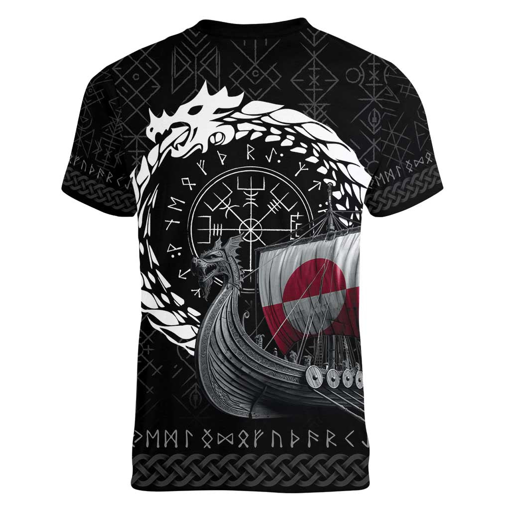 Greenland Viking Drakkar Women V-Neck T-Shirt Viking Blood - Wonder Print Shop