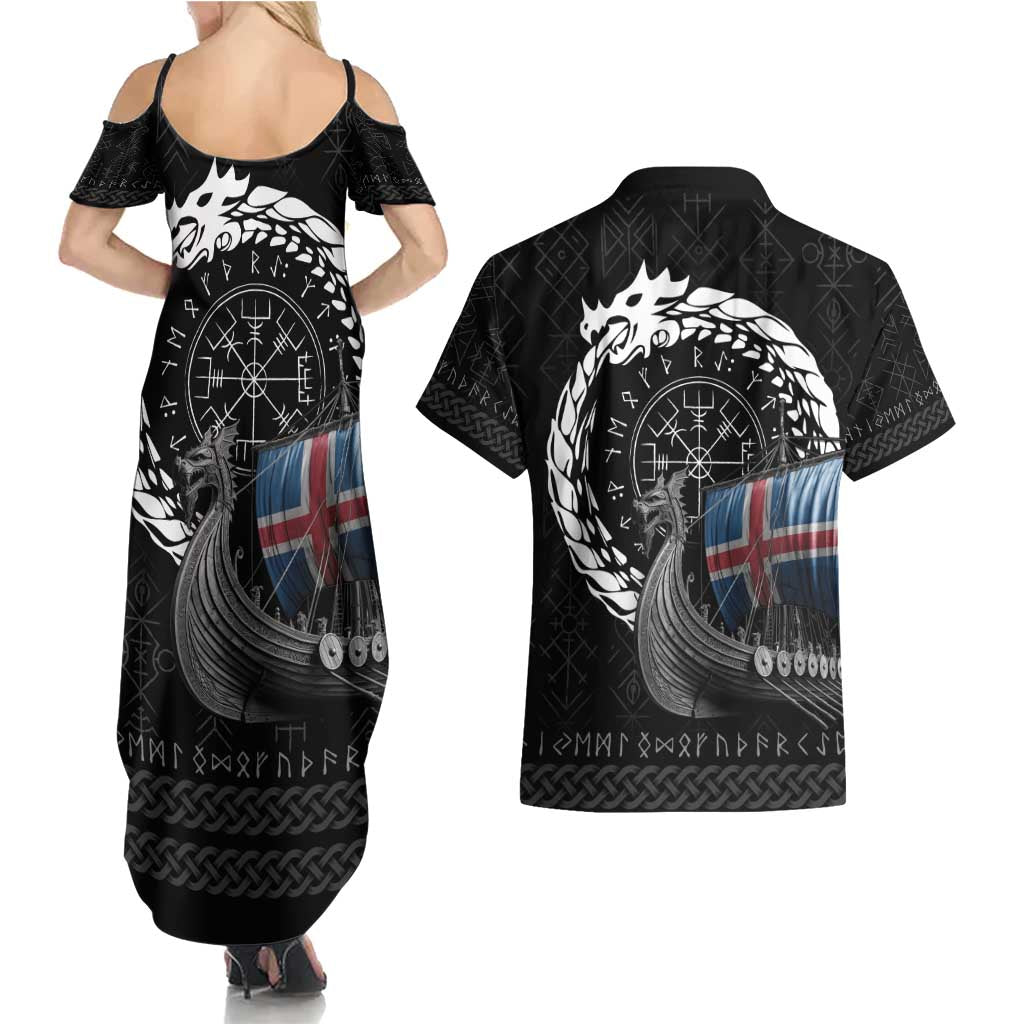 Iceland Viking Drakkar Couples Matching Summer Maxi Dress and Hawaiian Shirt Viking Blood - Wonder Print Shop