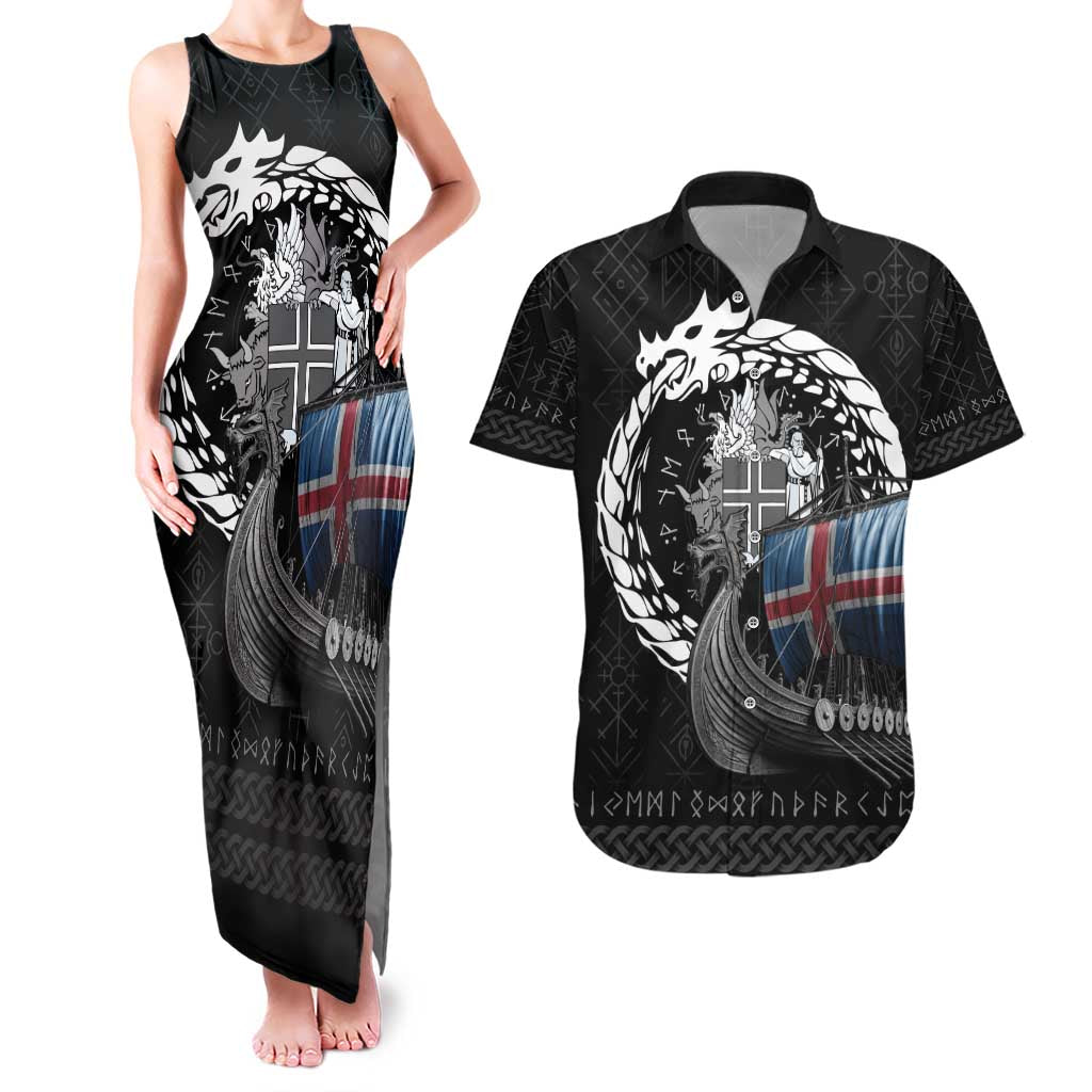 Iceland Viking Drakkar Couples Matching Tank Maxi Dress and Hawaiian Shirt Viking Blood - Wonder Print Shop