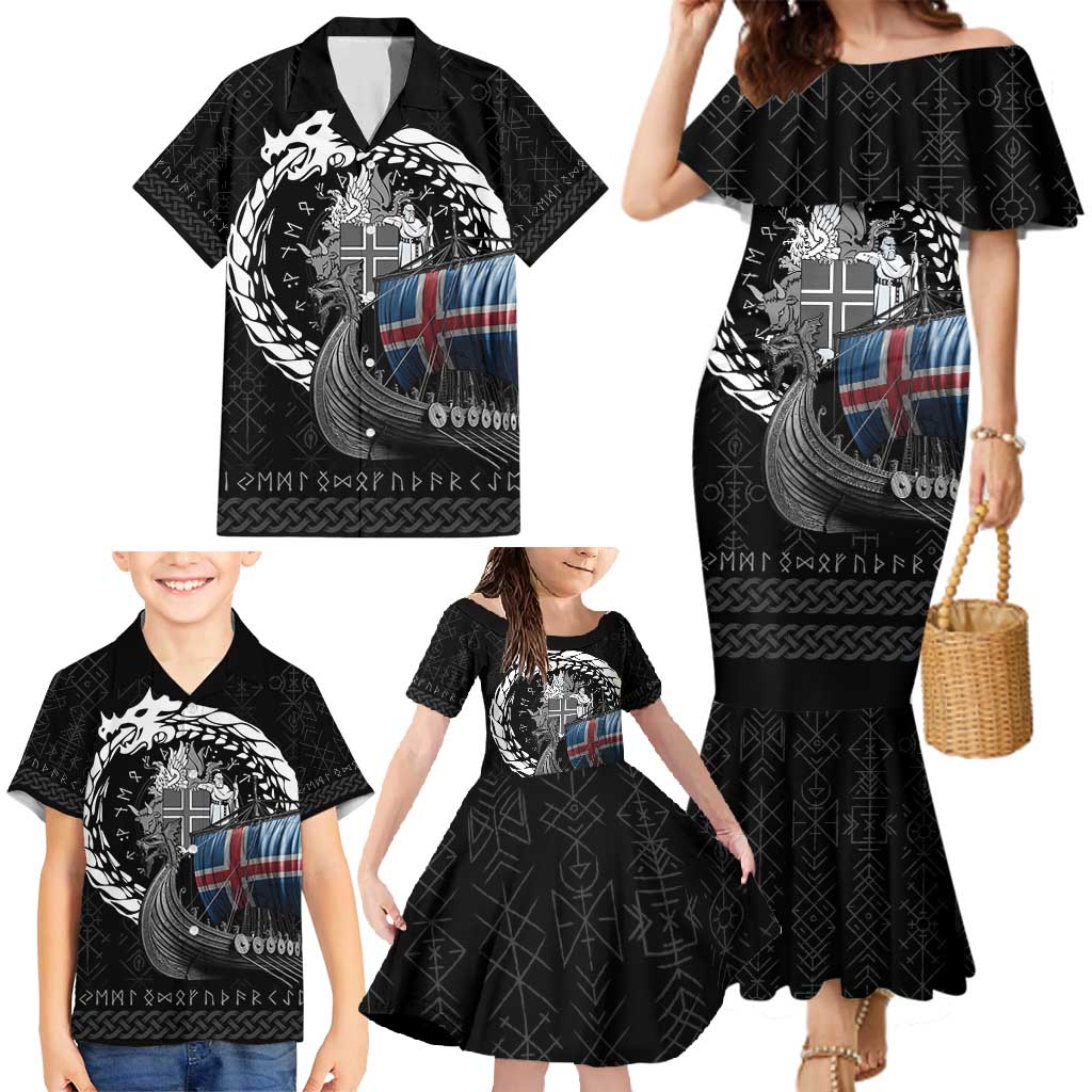 Iceland Viking Drakkar Family Matching Mermaid Dress and Hawaiian Shirt Viking Blood - Wonder Print Shop