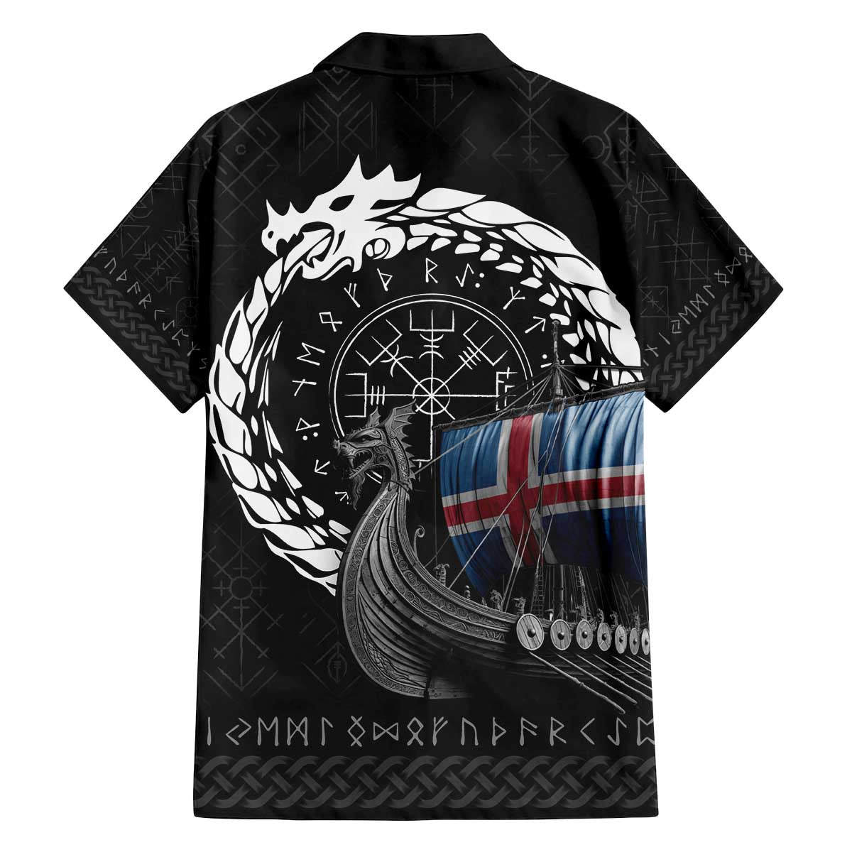 Iceland Viking Drakkar Family Matching Off The Shoulder Long Sleeve Dress and Hawaiian Shirt Viking Blood - Wonder Print Shop