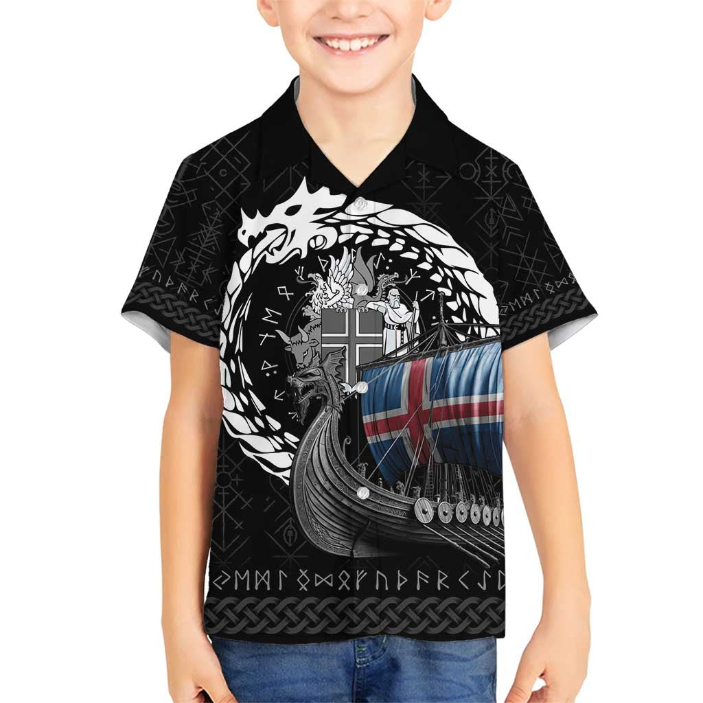 Iceland Viking Drakkar Family Matching Off Shoulder Short Dress and Hawaiian Shirt Viking Blood - Wonder Print Shop