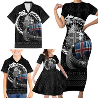 Iceland Viking Drakkar Family Matching Short Sleeve Bodycon Dress and Hawaiian Shirt Viking Blood - Wonder Print Shop