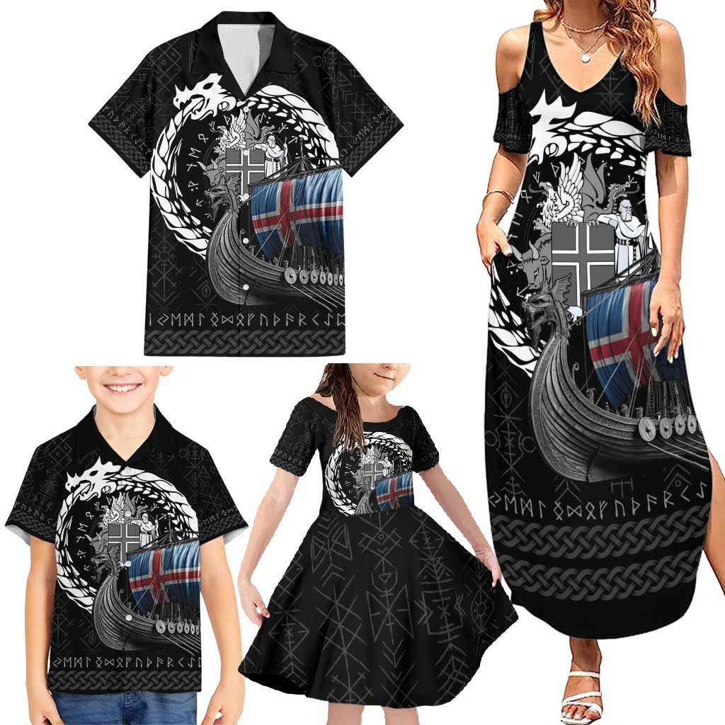 Iceland Viking Drakkar Family Matching Summer Maxi Dress and Hawaiian Shirt Viking Blood - Wonder Print Shop