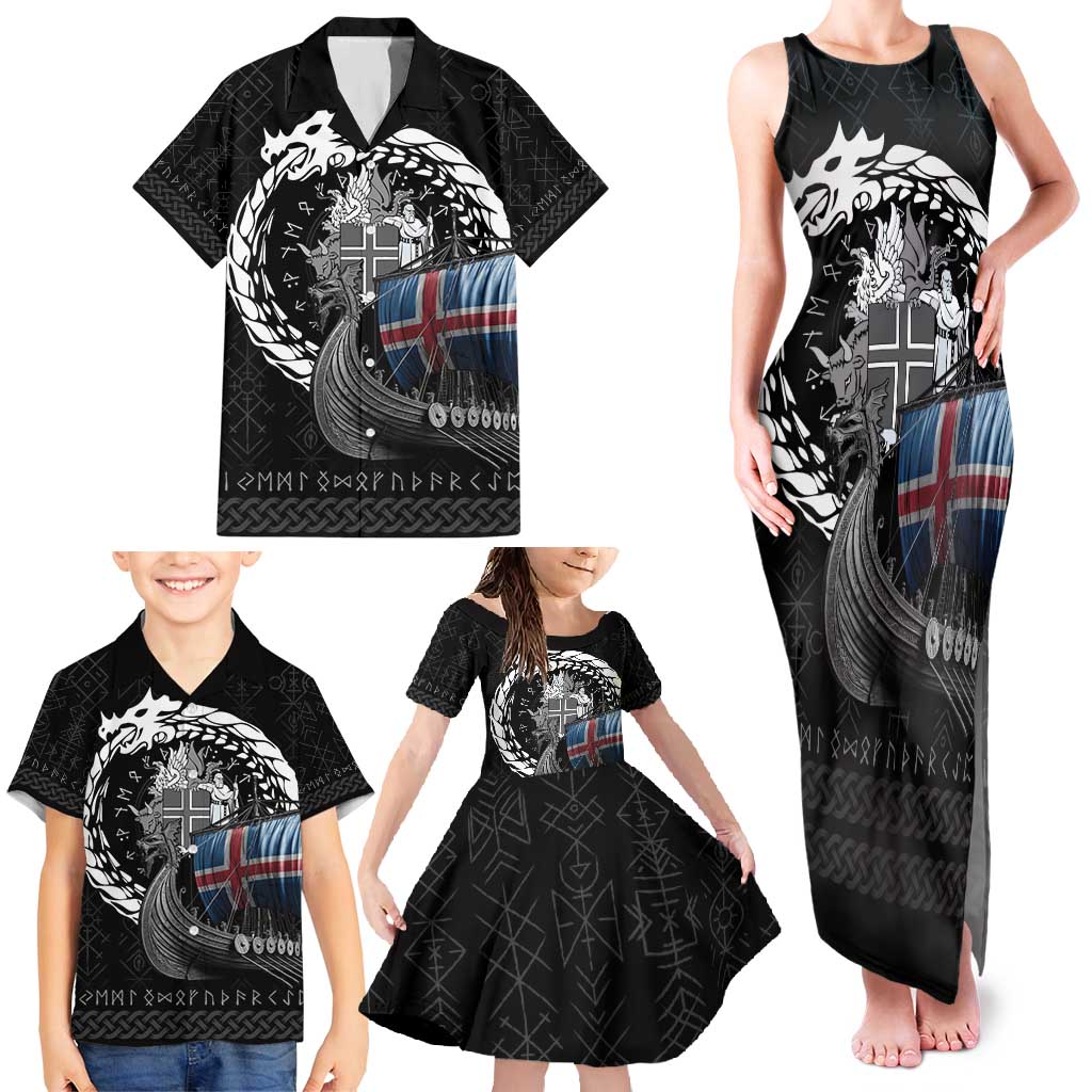 Iceland Viking Drakkar Family Matching Tank Maxi Dress and Hawaiian Shirt Viking Blood - Wonder Print Shop