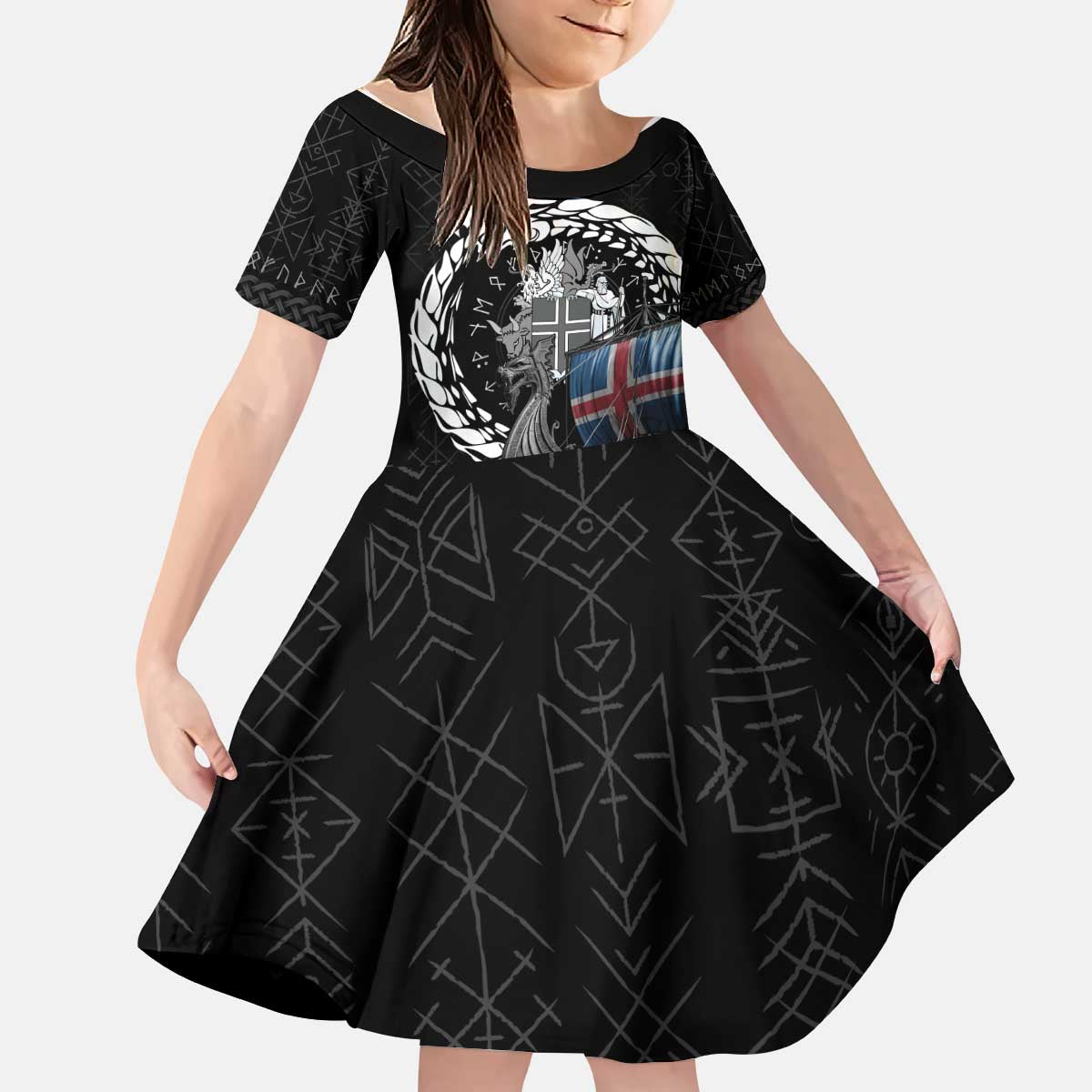 Iceland Viking Drakkar Kid Short Sleeve Dress Viking Blood - Wonder Print Shop