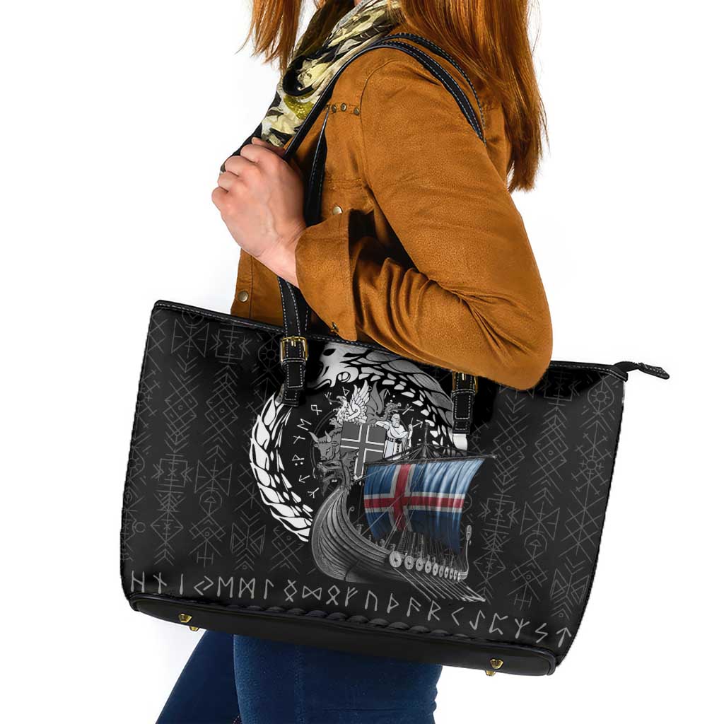 Iceland Viking Drakkar Leather Tote Bag Viking Blood - Wonder Print Shop
