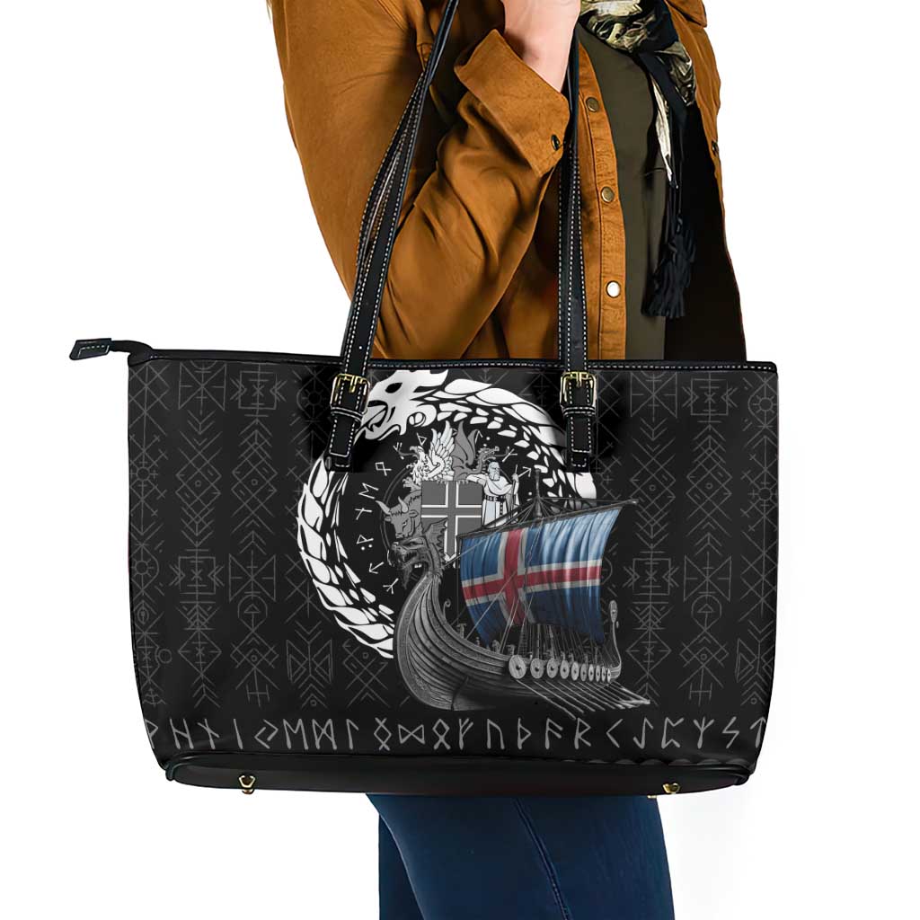 Iceland Viking Drakkar Leather Tote Bag Viking Blood - Wonder Print Shop