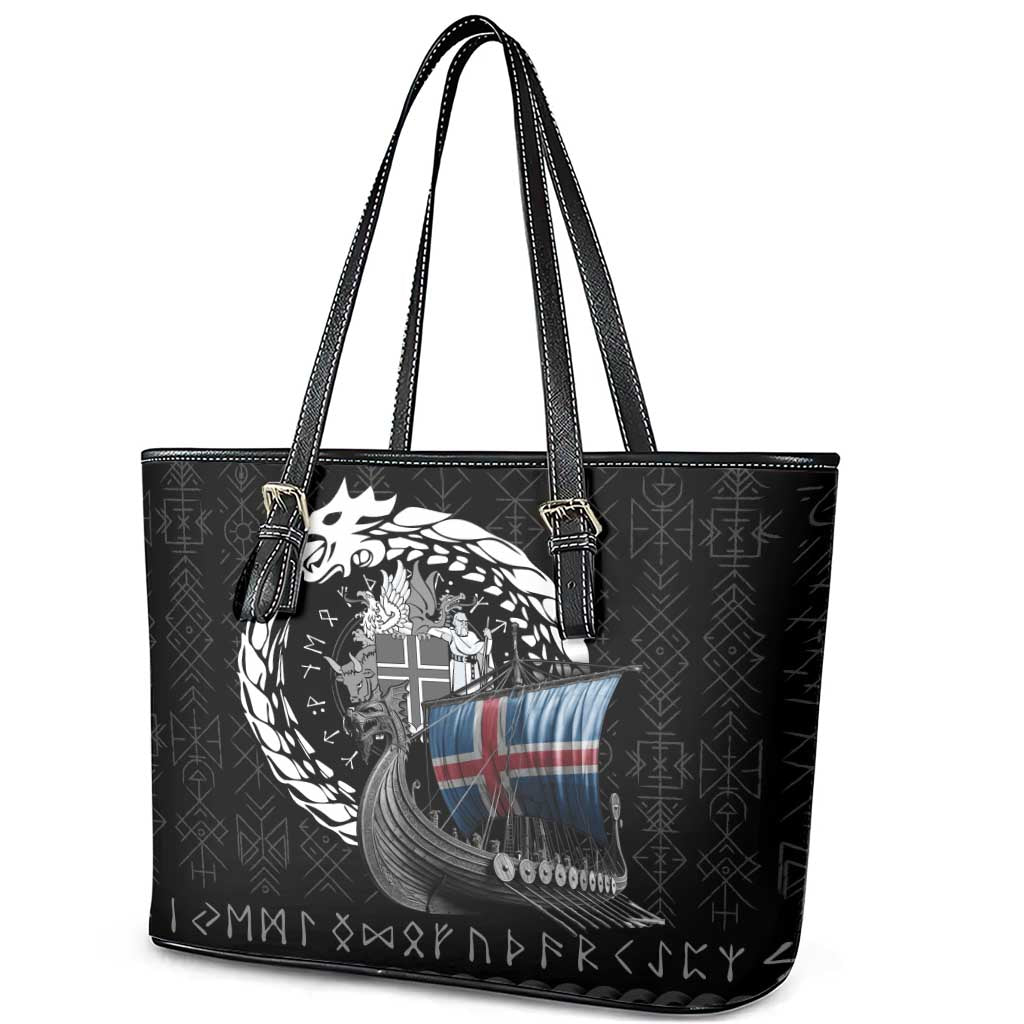 Iceland Viking Drakkar Leather Tote Bag Viking Blood - Wonder Print Shop