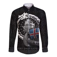Iceland Viking Drakkar Long Sleeve Button Shirt Viking Blood - Wonder Print Shop