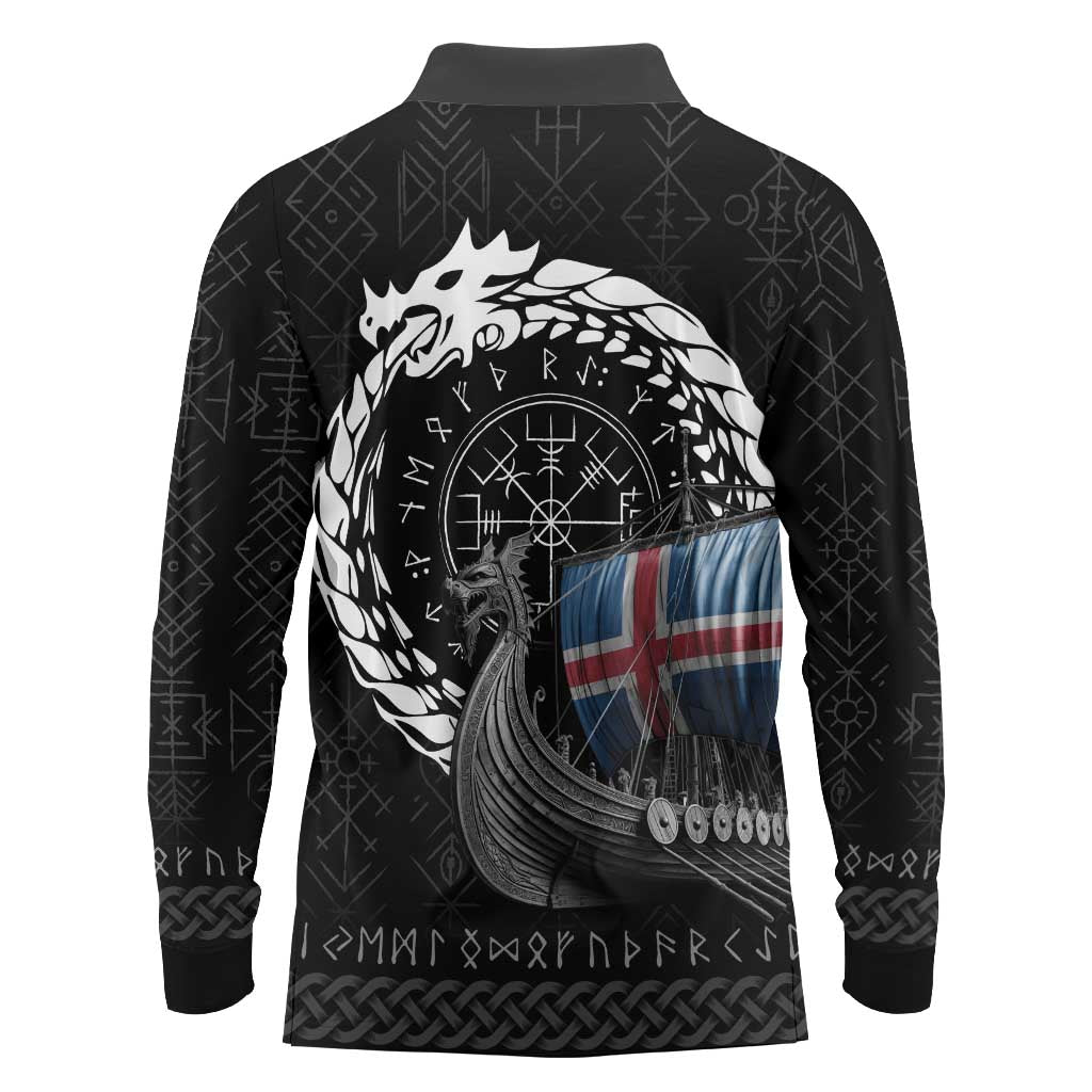 Iceland Viking Drakkar Long Sleeve Polo Shirt Viking Blood - Wonder Print Shop