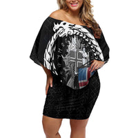 Iceland Viking Drakkar Off Shoulder Short Dress Viking Blood - Wonder Print Shop