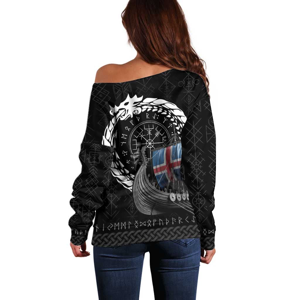 Iceland Viking Drakkar Off Shoulder Sweater Viking Blood - Wonder Print Shop