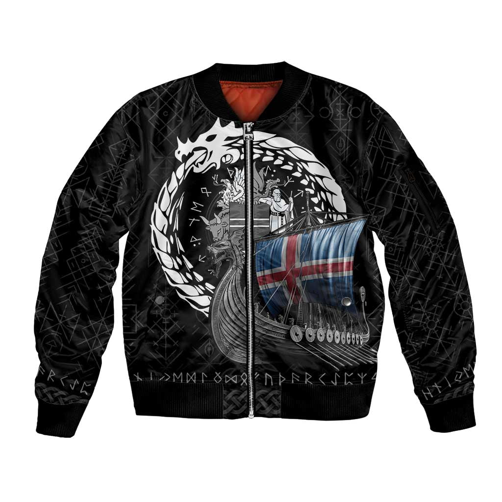 Iceland Viking Drakkar Sleeve Zip Bomber Jacket Viking Blood - Wonder Print Shop
