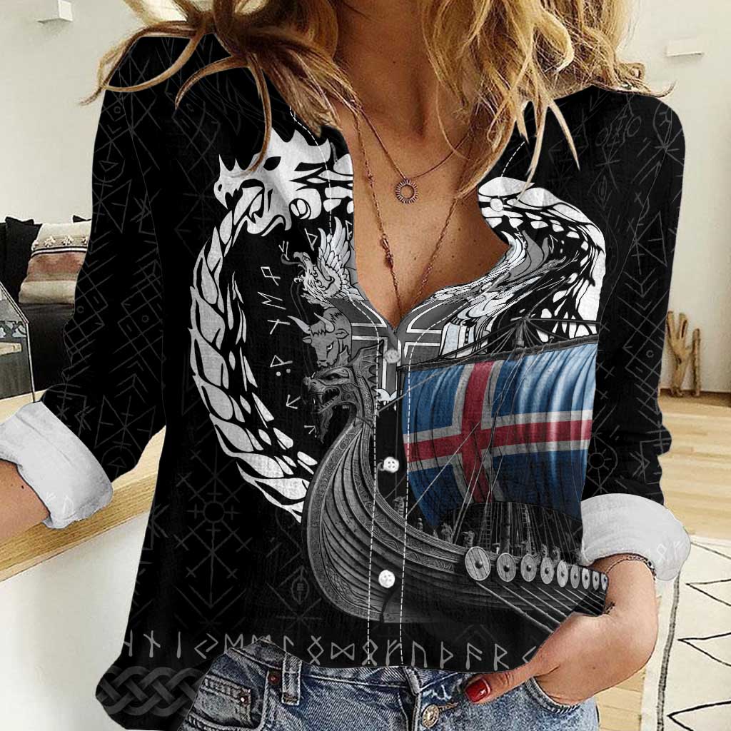 Iceland Viking Drakkar Women Casual Shirt Viking Blood - Wonder Print Shop