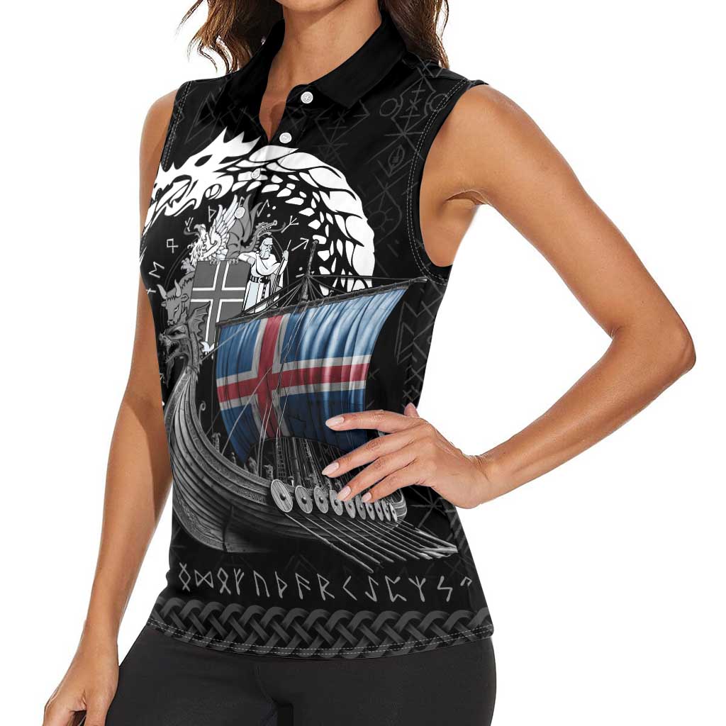 Iceland Viking Drakkar Women Sleeveless Polo Shirt Viking Blood - Wonder Print Shop