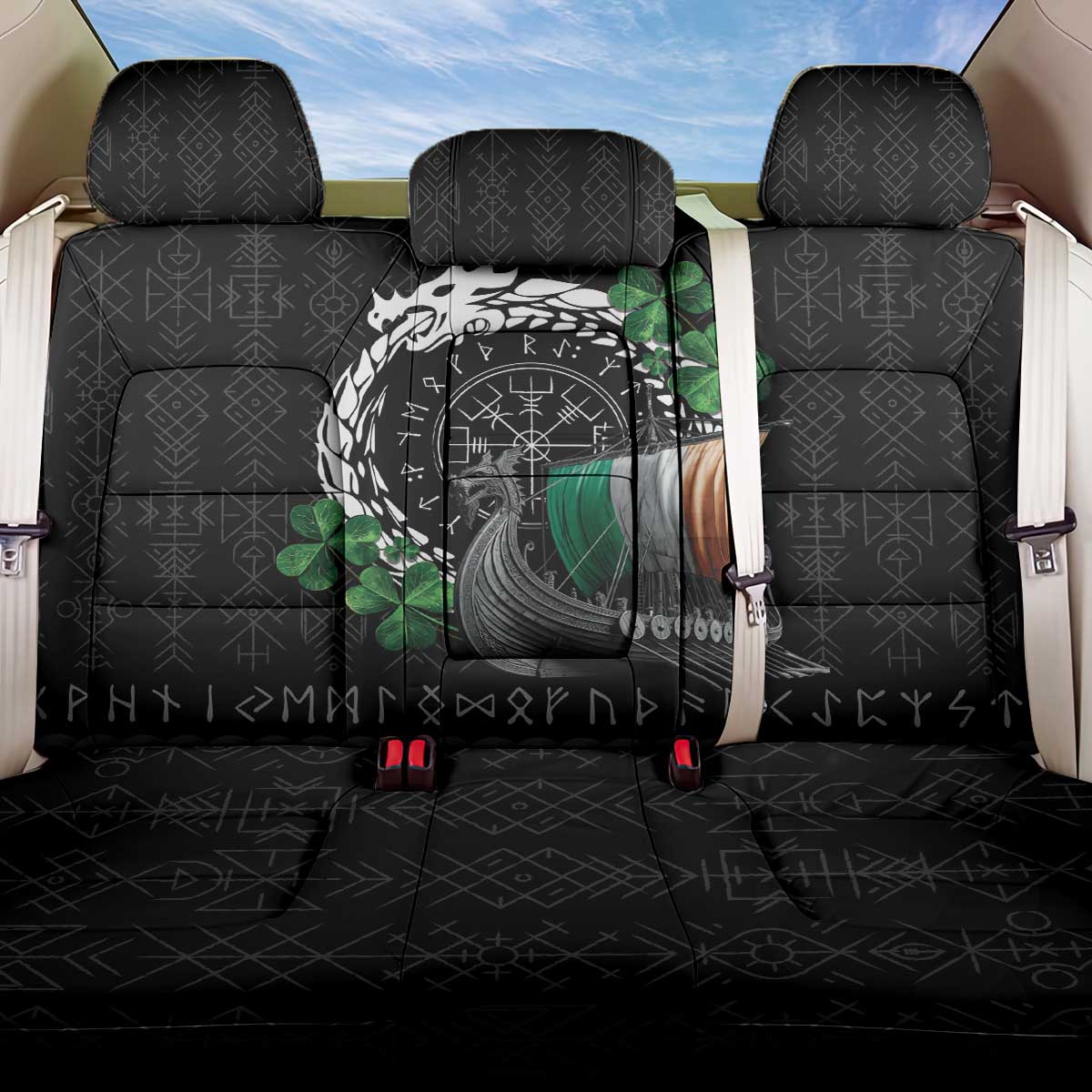 Ireland Viking Drakkar Back Car Seat Cover Viking Blood - Wonder Print Shop