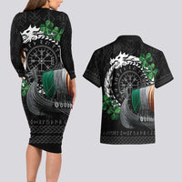 Ireland Viking Drakkar Couples Matching Long Sleeve Bodycon Dress and Hawaiian Shirt Viking Blood - Wonder Print Shop