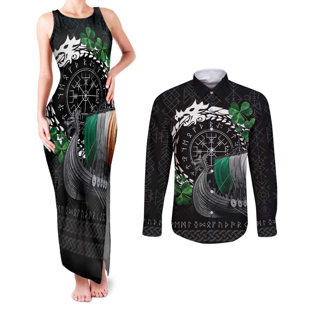 Ireland Viking Drakkar Couples Matching Tank Maxi Dress and Long Sleeve Button Shirt Viking Blood - Wonder Print Shop