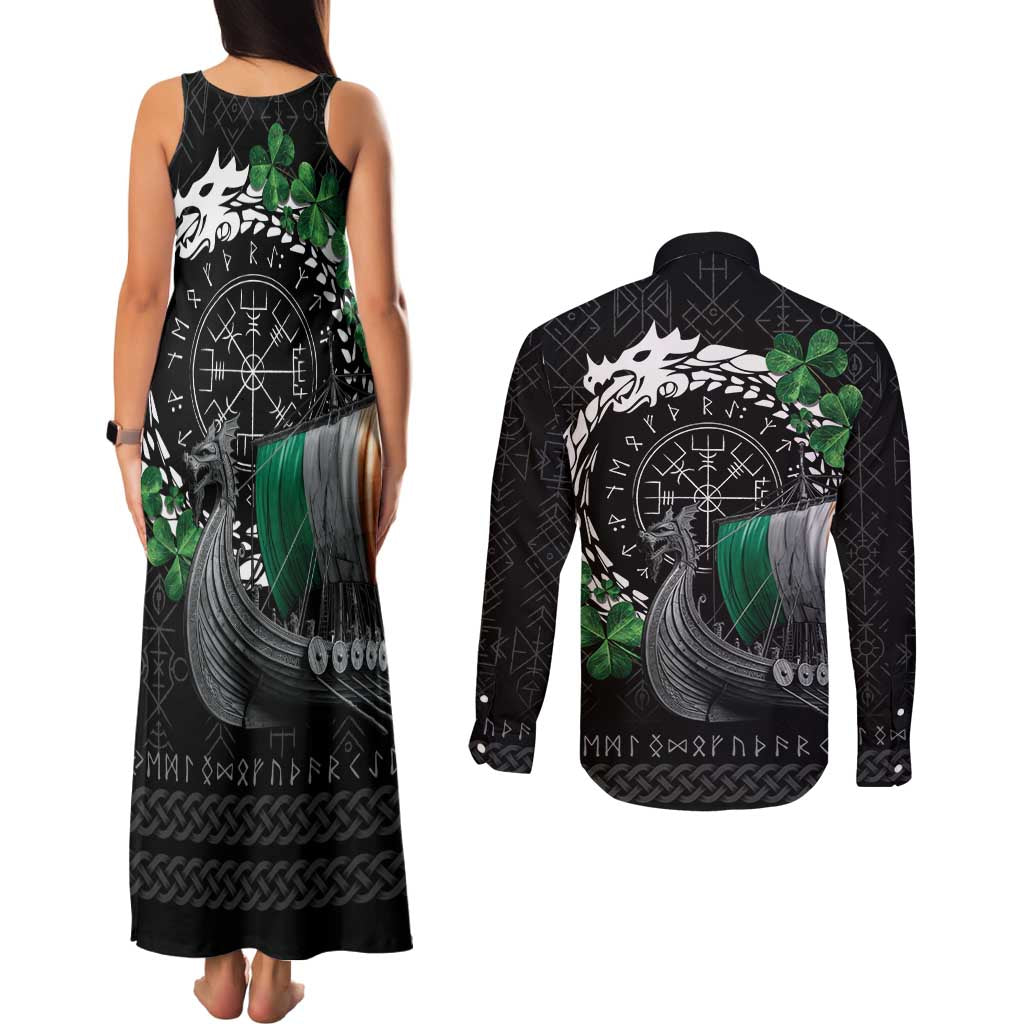 Ireland Viking Drakkar Couples Matching Tank Maxi Dress and Long Sleeve Button Shirt Viking Blood - Wonder Print Shop