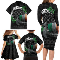 Ireland Viking Drakkar Family Matching Long Sleeve Bodycon Dress and Hawaiian Shirt Viking Blood - Wonder Print Shop