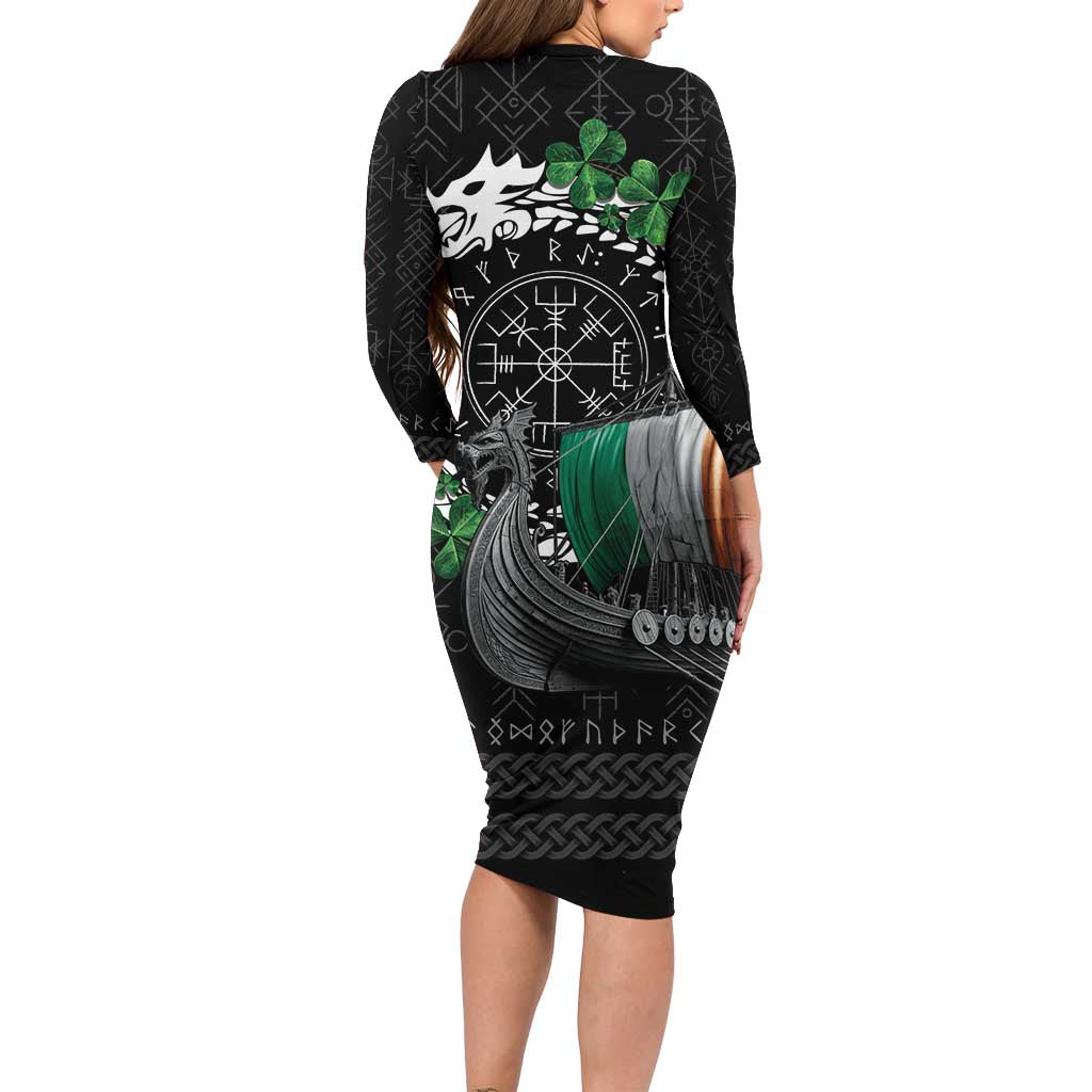Ireland Viking Drakkar Family Matching Long Sleeve Bodycon Dress and Hawaiian Shirt Viking Blood - Wonder Print Shop