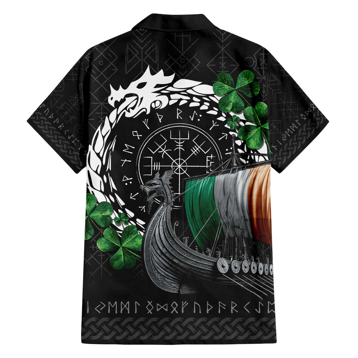 Ireland Viking Drakkar Family Matching Off The Shoulder Long Sleeve Dress and Hawaiian Shirt Viking Blood - Wonder Print Shop