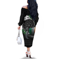 Ireland Viking Drakkar Family Matching Off The Shoulder Long Sleeve Dress and Hawaiian Shirt Viking Blood - Wonder Print Shop