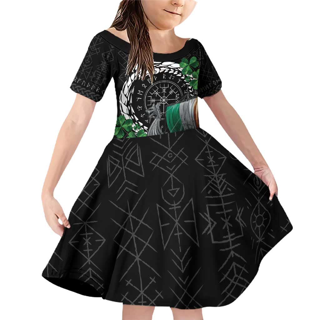 Ireland Viking Drakkar Family Matching Off Shoulder Short Dress and Hawaiian Shirt Viking Blood - Wonder Print Shop