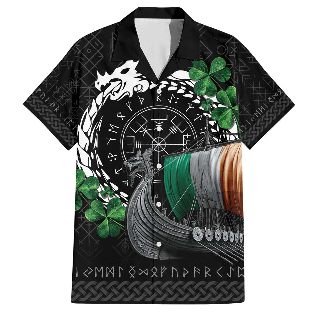 Ireland Viking Drakkar Family Matching Off Shoulder Short Dress and Hawaiian Shirt Viking Blood - Wonder Print Shop