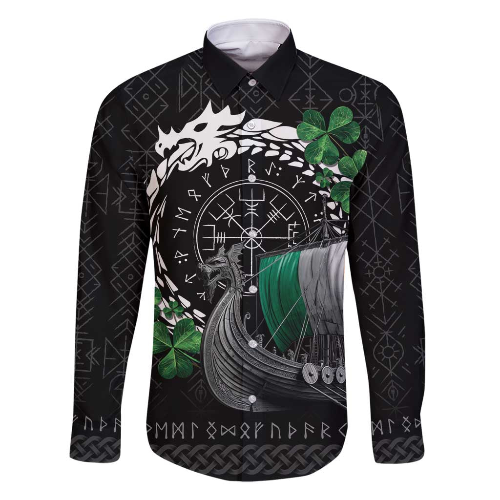 Ireland Viking Drakkar Family Matching Off Shoulder Short Dress and Hawaiian Shirt Viking Blood - Wonder Print Shop