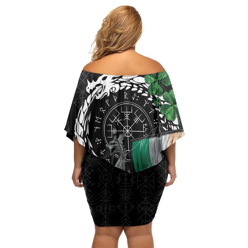 Ireland Viking Drakkar Family Matching Off Shoulder Short Dress and Hawaiian Shirt Viking Blood - Wonder Print Shop