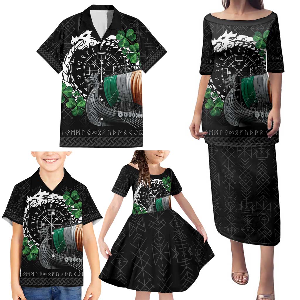 Ireland Viking Drakkar Family Matching Puletasi and Hawaiian Shirt Viking Blood - Wonder Print Shop