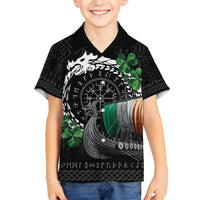Ireland Viking Drakkar Family Matching Short Sleeve Bodycon Dress and Hawaiian Shirt Viking Blood - Wonder Print Shop