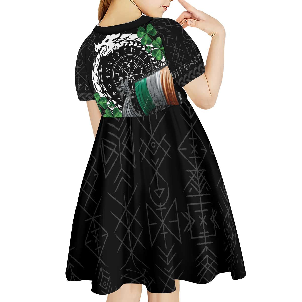 Ireland Viking Drakkar Kid Short Sleeve Dress Viking Blood - Wonder Print Shop