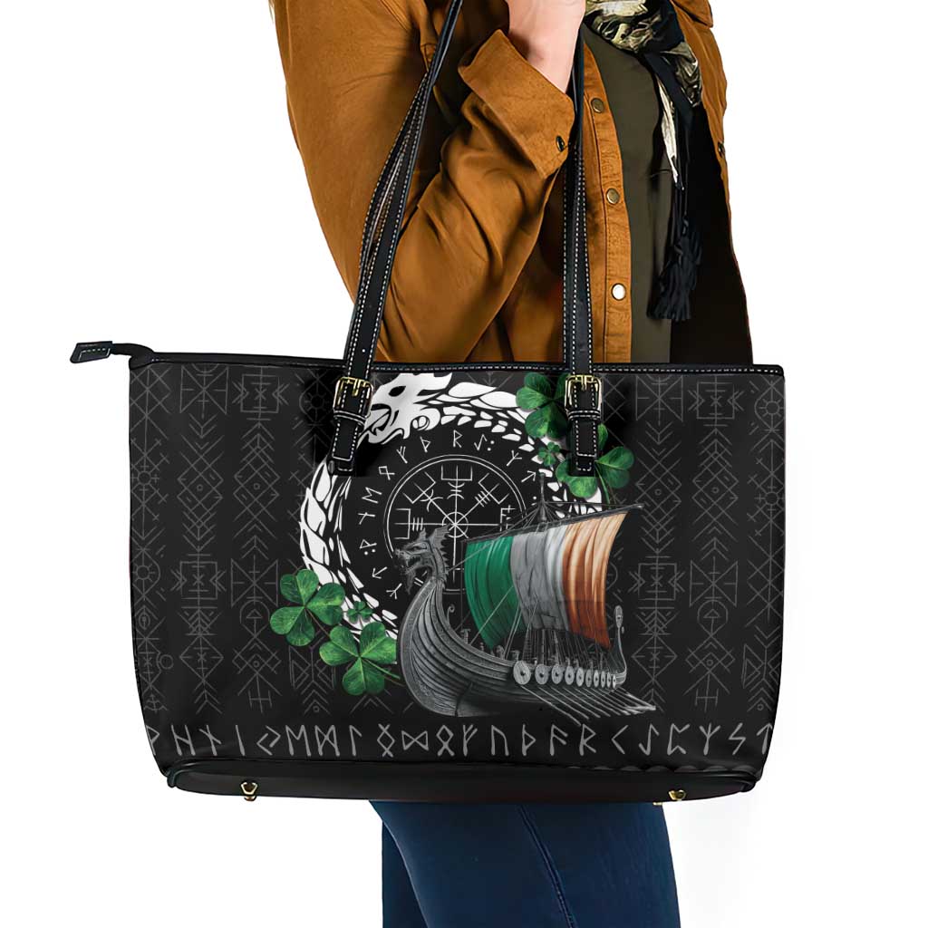 Ireland Viking Drakkar Leather Tote Bag Viking Blood - Wonder Print Shop