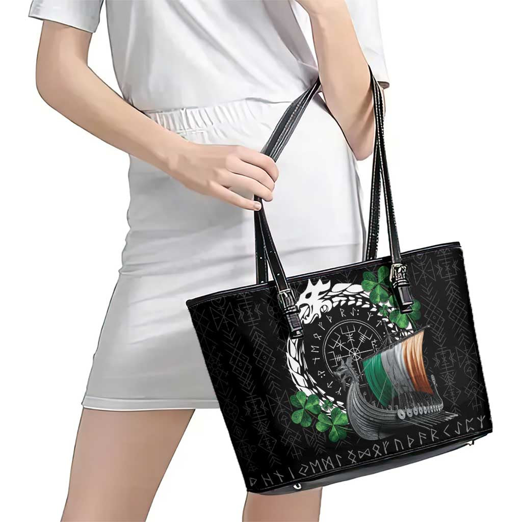 Ireland Viking Drakkar Leather Tote Bag Viking Blood - Wonder Print Shop