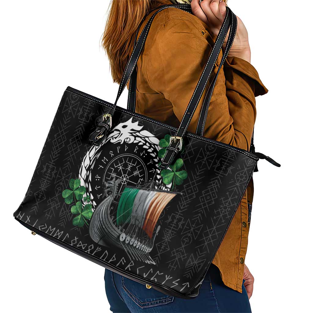 Ireland Viking Drakkar Leather Tote Bag Viking Blood - Wonder Print Shop