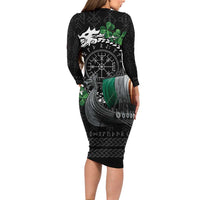 Ireland Viking Drakkar Long Sleeve Bodycon Dress Viking Blood - Wonder Print Shop