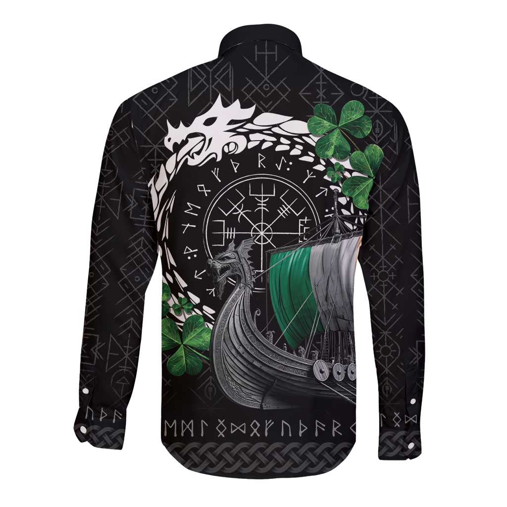 Ireland Viking Drakkar Long Sleeve Button Shirt Viking Blood - Wonder Print Shop