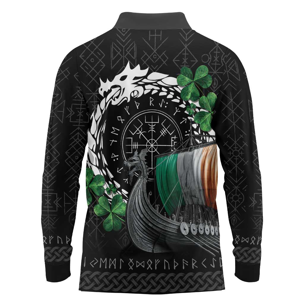 Ireland Viking Drakkar Long Sleeve Polo Shirt Viking Blood - Wonder Print Shop