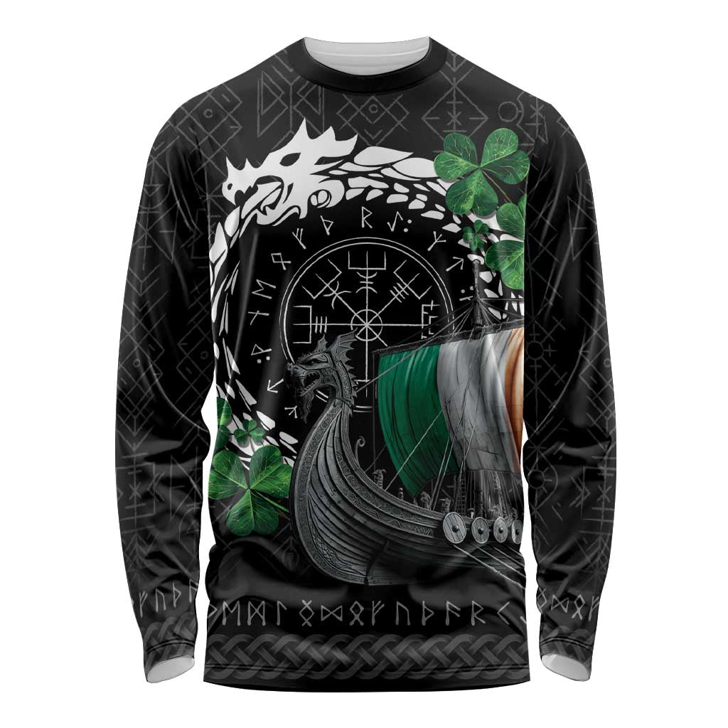 Ireland Viking Drakkar Long Sleeve Shirt Viking Blood - Wonder Print Shop